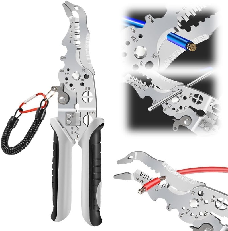 ELMVIA Multifunction Stainless Steel Wire Stripper/Wire Crimping Tool, Wire Cutter, Wire Crimper, Cable Stripper, Wiring Tools and Multi-Function Hand Tool (13 IN 1 Wire Cutter) - Image 1