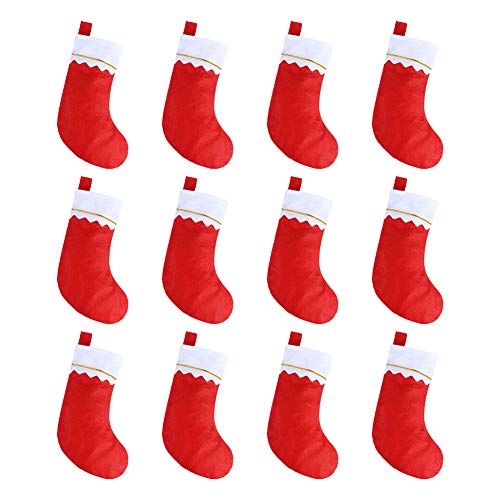 CCINEE 12pcs Red Felt Christmas Stockings 15 Party Favors Stockings for Xmas Decoration