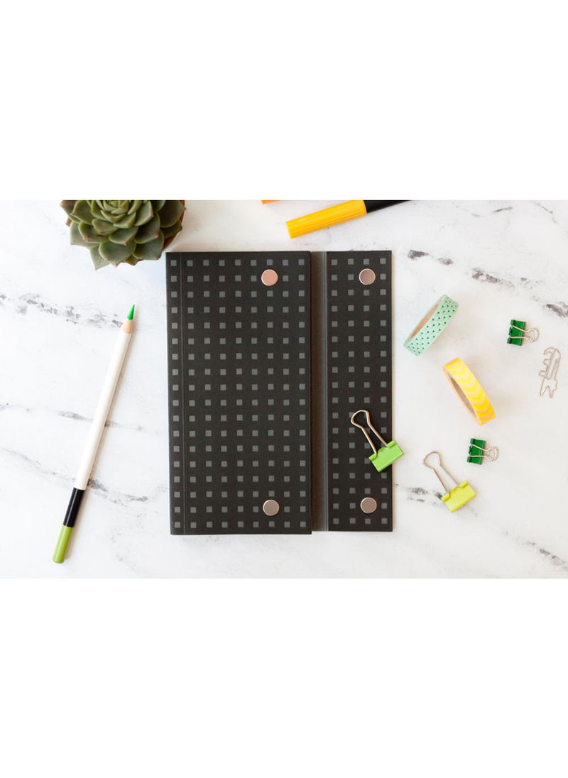 Paper-Oh - Quadro Black on Grey A4 Unlined Wrap Closure 112 Pages 100gsm Notebook - Image 1