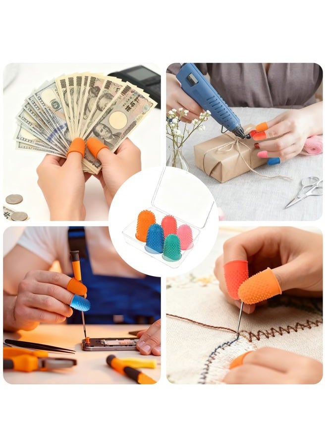 uadbau 5 قطع أغطية أطراف الأصابع المطاطية، واقيات الأصابع بألوان وأحجام متنوعة، خياطة سيليكون قابلة لإعادة الاستخدام، رائعة للأعمال الورقية، عد النقود، الخياطة، القص، وخياطة اليدين - Image 4