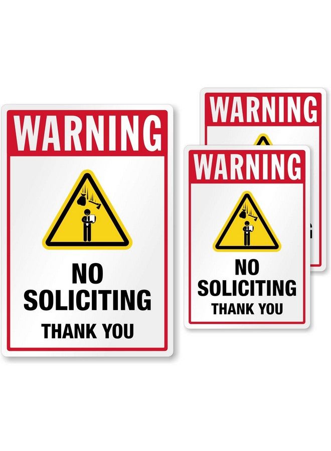 SmartSign No Soliciting Sticker Pack Of 3 Warning No Soliciting Thank You Stickers Set; Eg Reflective Adhesive Decals Labels Tearresistant Durable For Door House Window - Image 1