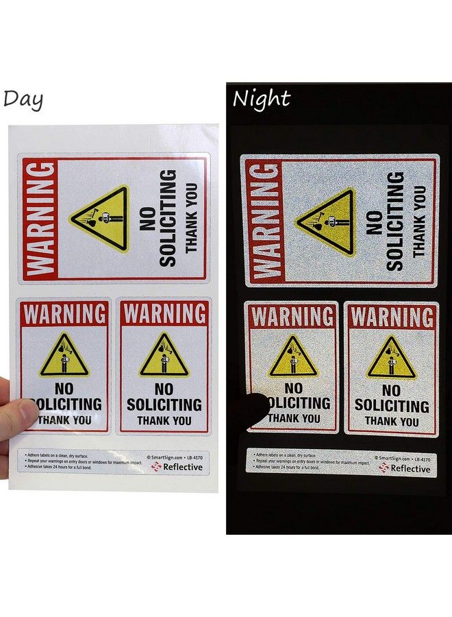 SmartSign No Soliciting Sticker Pack Of 3 Warning No Soliciting Thank You Stickers Set; Eg Reflective Adhesive Decals Labels Tearresistant Durable For Door House Window - Image 3