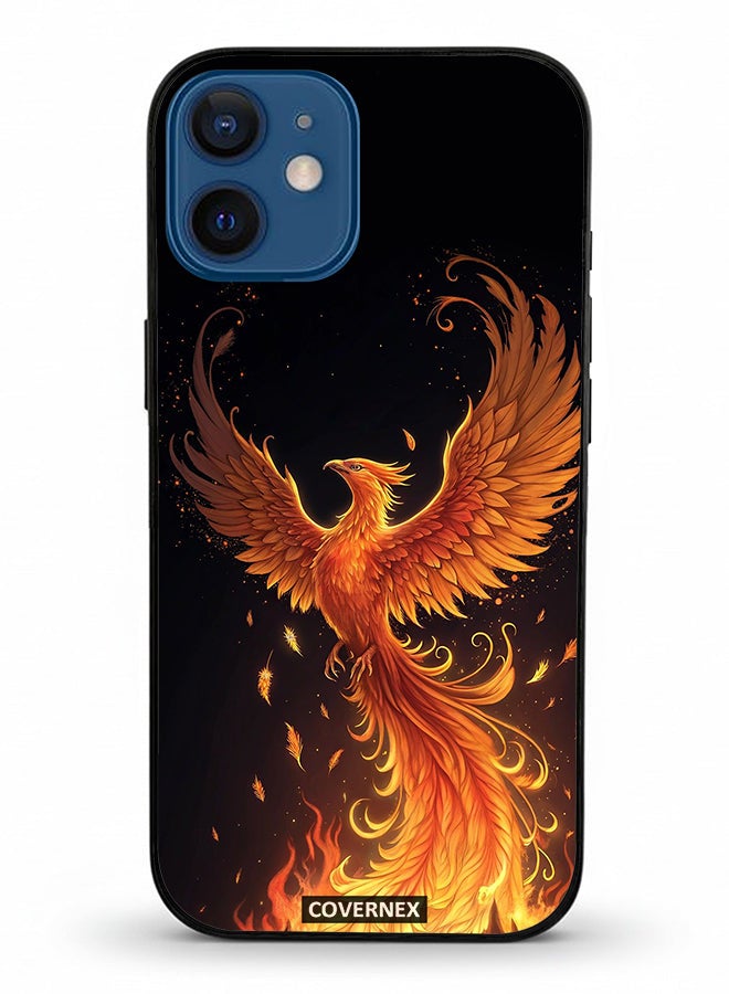 Covernex Apple iPhone 12 Mini Protective Case Cover Printed Featuring Majestic Mythical Phoenix Illustration - Image 2