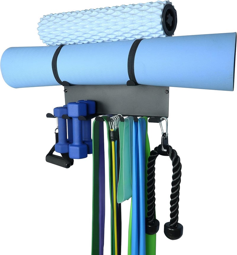 Alvade Multi-Purpose Gym Storage Rack Resistance Bands Holder Home Gym Accessories Storage Fitness Bands Rack Heavy Duty Hooks for Resistance Bands, Straps, Jump Ropes, Foam Rollers, Chains - Image 1