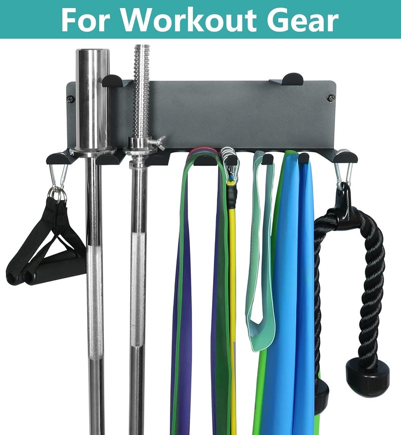 Alvade Multi-Purpose Gym Storage Rack Resistance Bands Holder Home Gym Accessories Storage Fitness Bands Rack Heavy Duty Hooks for Resistance Bands, Straps, Jump Ropes, Foam Rollers, Chains - Image 3