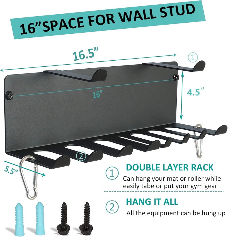 Alvade Multi-Purpose Gym Storage Rack Resistance Bands Holder Home Gym Accessories Storage Fitness Bands Rack Heavy Duty Hooks for Resistance Bands, Straps, Jump Ropes, Foam Rollers, Chains - Image 5