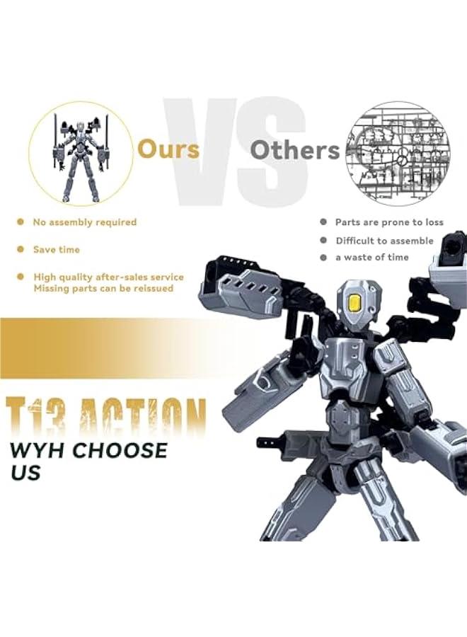 مجموعة مجسمات شخصيات تي 13 من بي كيه جي اتش او كيدز (اكتملت التجميع) مقاس 8 انش مكونة من 13 مجسم شخصية لاكي 13 متعددة المفصلات لروبوت نوفا T-13، ديكورات سطح المكتب لمحبي الالعاب (رمادي) - Image 2