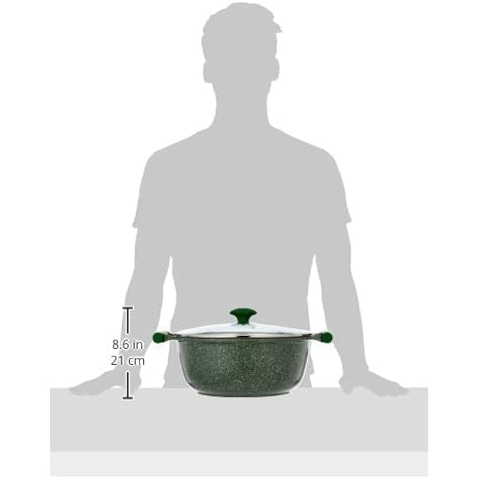 ريحني طاجن Essentials غير اللاصق مع غطاء زجاجي مطلية بجرانيت 30 سم متوافق مع قدر الألمنيوم للطهي Print Pr81112 - Image 3