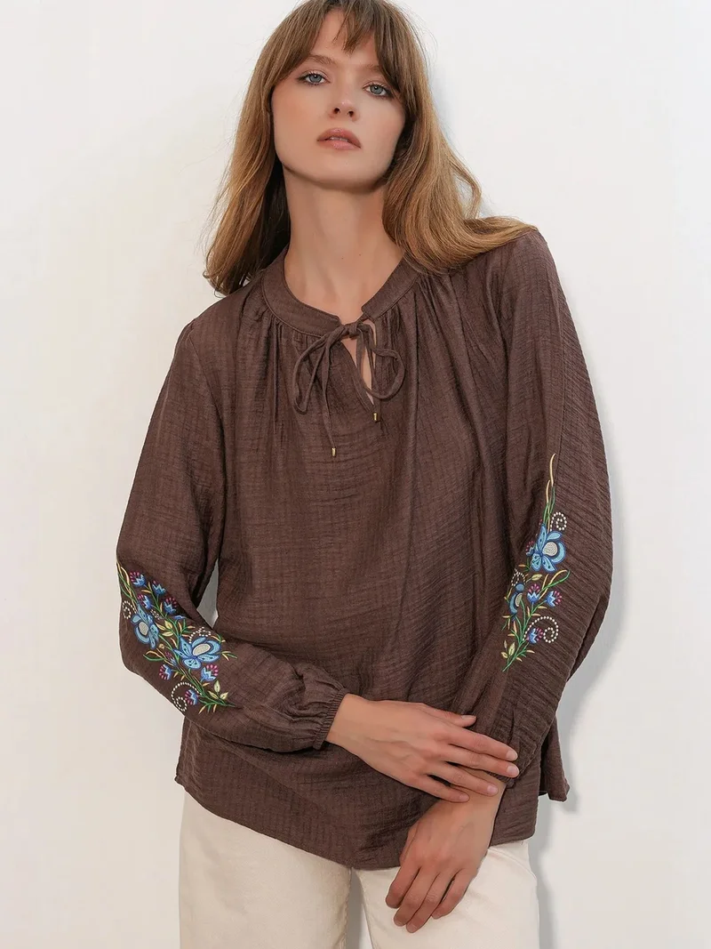 BDART Embroidered Oversized Crepe Blouse
