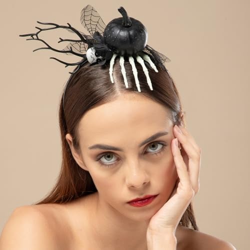 Radhu & Kabby Spooky Halloween Headband for Women | Black Pumpkin & Skeleton Hand Hair Accessory | Gothic Party Costume Look | Comfortable Fit | Pack of 1 - Image 5