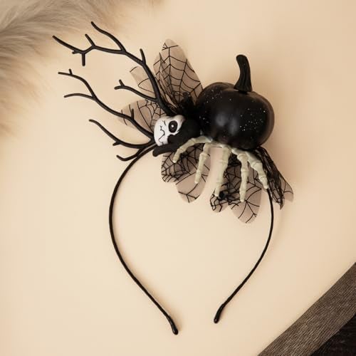 Radhu & Kabby Spooky Halloween Headband for Women | Black Pumpkin & Skeleton Hand Hair Accessory | Gothic Party Costume Look | Comfortable Fit | Pack of 1 - Image 2