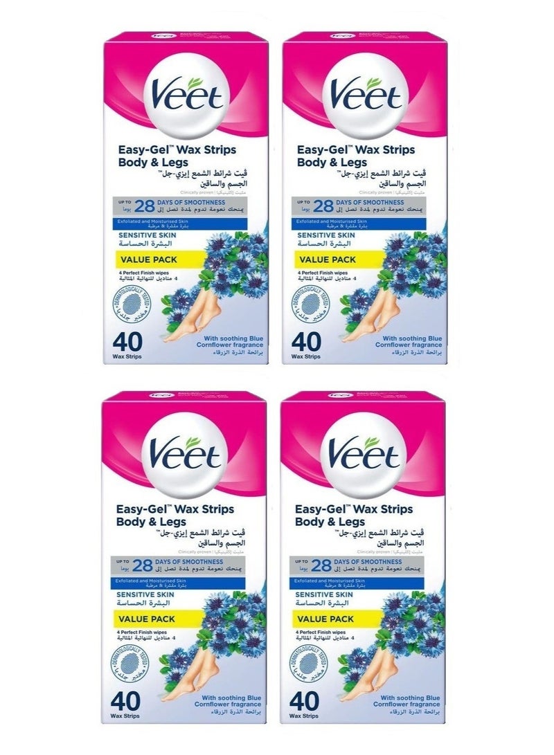 4عبوات شرائح شمع فيت لإزالة الشعر، للبشرة الحساسة، لون أزرق، 40 شريحة - Image 1