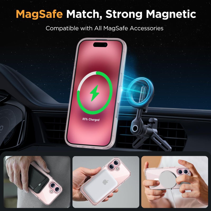 Miracase Magnetic for iPhone 17 Case (Compatible with MagSafe) with Screen Protector Military-Grade Protection, Anti-Fingerprint Translucent Matte Phone Cover for iPhone 17 6.3 inch, Clear - Image 3