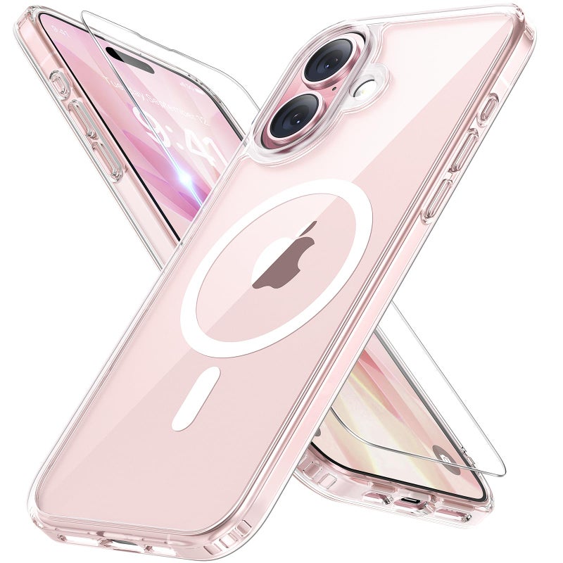 Miracase Magnetic for iPhone 17 Case (Compatible with MagSafe) with Screen Protector Military-Grade Protection, Anti-Fingerprint Translucent Matte Phone Cover for iPhone 17 6.3 inch, Clear - Image 1