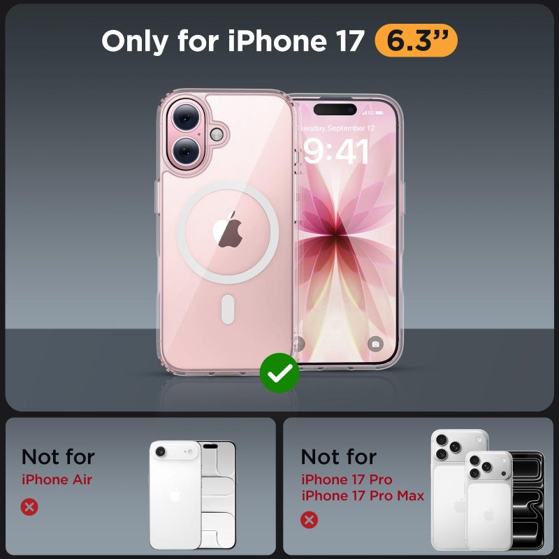 Miracase Magnetic for iPhone 17 Case (Compatible with MagSafe) with Screen Protector Military-Grade Protection, Anti-Fingerprint Translucent Matte Phone Cover for iPhone 17 6.3 inch, Clear - Image 2