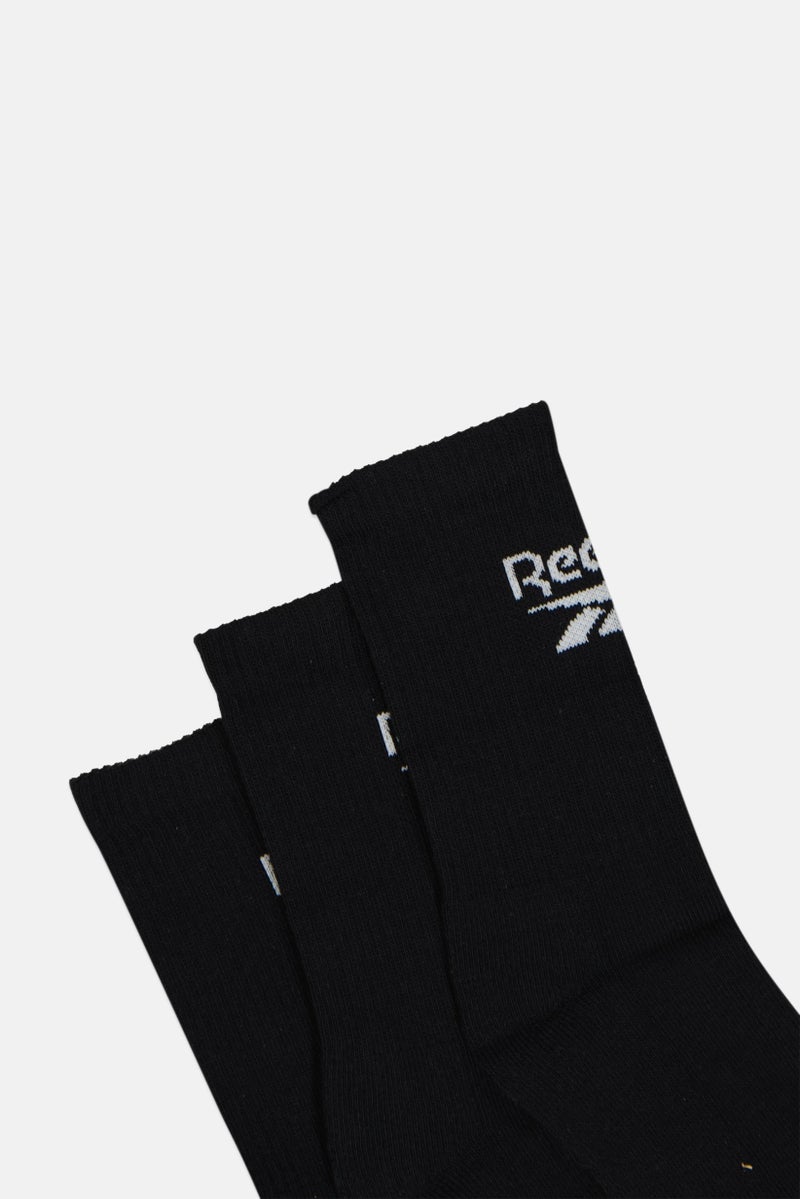 Reebok جوارب كروية للرجال 3 أزواج بشعار العلامة التجارية، أسود - Image 2