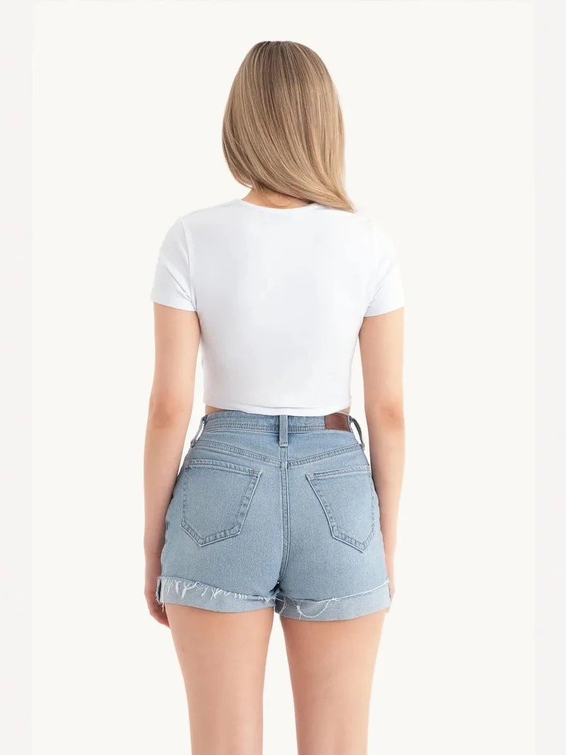 HICCUP Deep V Neck Knot Front Cap Sleeve Crop Top