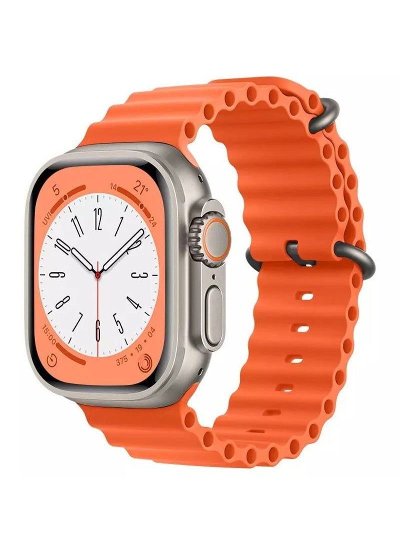 HuHa - Ocean Silicon Rubber Watch Band Strap for Apple Watch Ultra 49mm/45mm/44mm/42mm Ocean Orange - Image 1