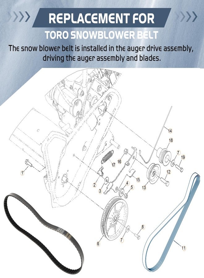 حزام بديل لمنفاخ الثلج Toro 721 و 821 Power Clear، رقم القطعة TOSRWGLL 138-8723، أرقام القطع: 38752، 38753، 38754، 38755، 38756، 38757. - Image 4