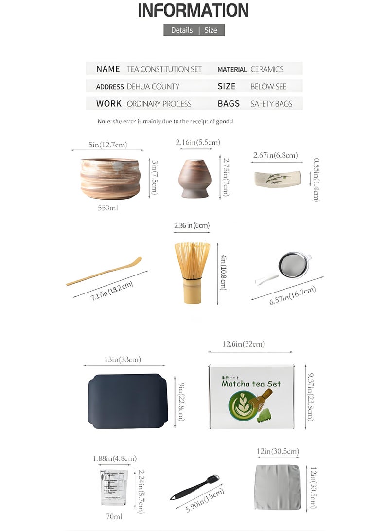 WALALLA 10Pcs Matcha Whisk Set with Bamboo Whisk, Ceramic Bowl, Scoop & Holder Japanese Tea Making Tools Matcha Starter Kit for Matcha Tea Ceremony Matcha Gift Set for Tea Lovers Beginners - Image 2