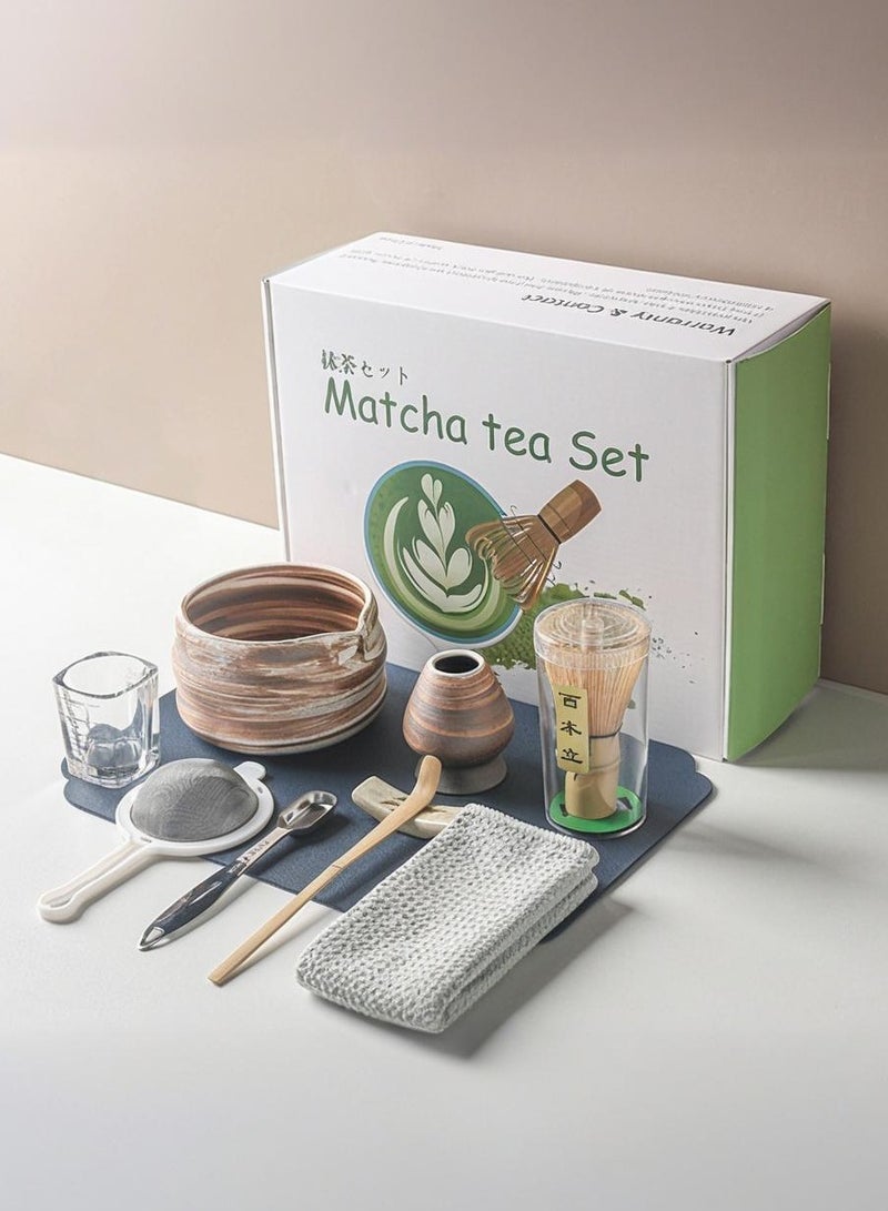 WALALLA 10Pcs Matcha Whisk Set with Bamboo Whisk, Ceramic Bowl, Scoop & Holder Japanese Tea Making Tools Matcha Starter Kit for Matcha Tea Ceremony Matcha Gift Set for Tea Lovers Beginners - Image 1
