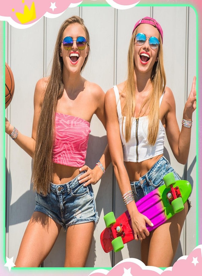 Ecation 96 Pcs Beaded Friendship Bracelets Bulk Colorful Glow in the Dark Inspired Letter Bracelets Y2k Stretchy Preppy Adjustable Jewelry for Music Lovers Fans Women Party Favor Gifts - Image 2