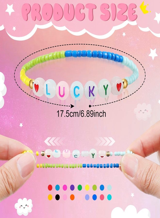 Ecation 96 Pcs Beaded Friendship Bracelets Bulk Colorful Glow in the Dark Inspired Letter Bracelets Y2k Stretchy Preppy Adjustable Jewelry for Music Lovers Fans Women Party Favor Gifts - Image 4