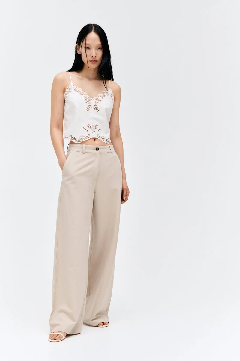 اتش اند ام Wide linen-blend trousers