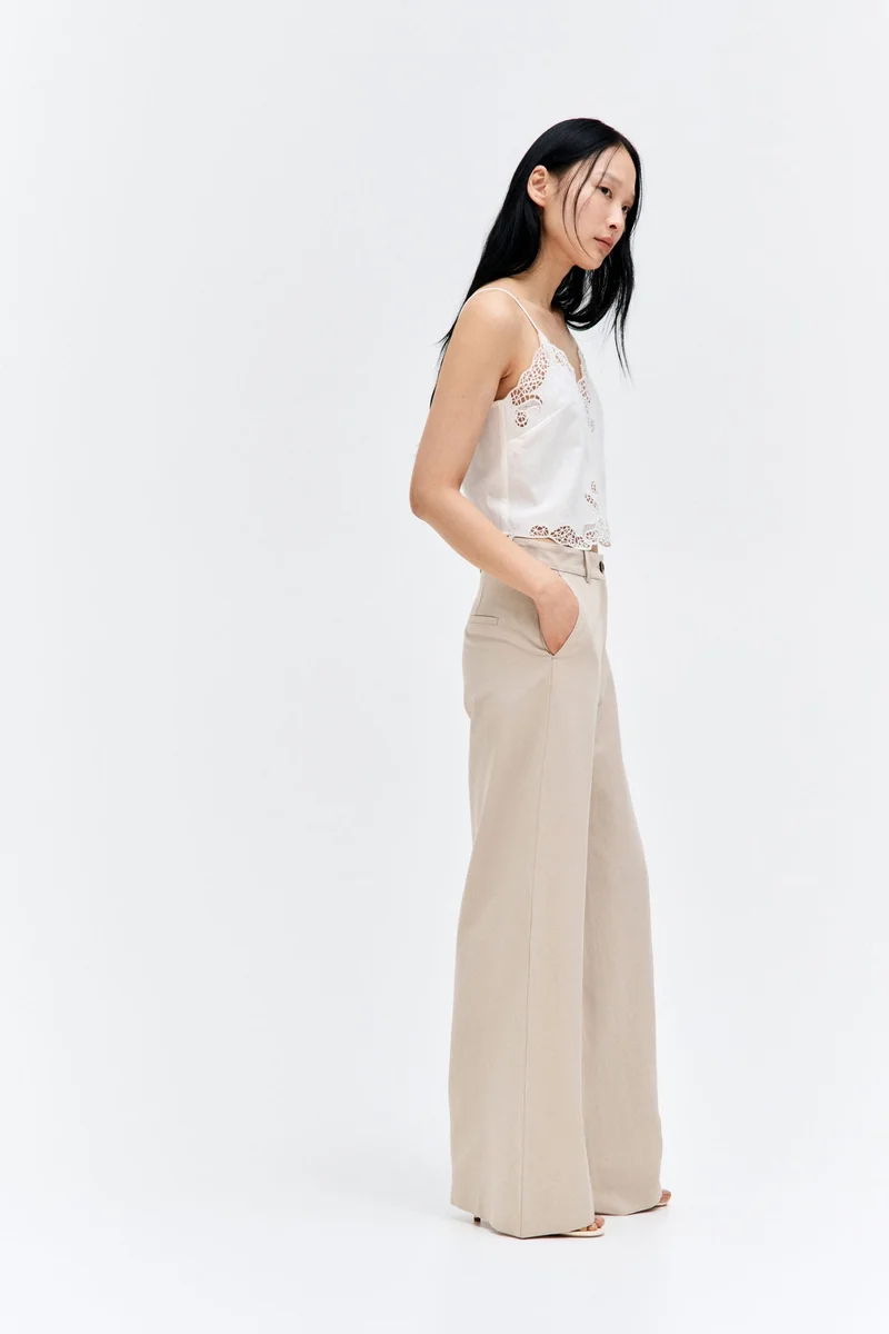 اتش اند ام Wide linen-blend trousers