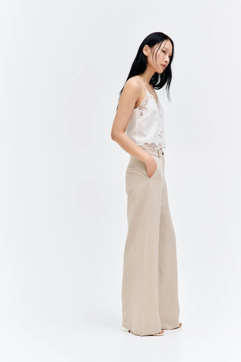 H&M Wide linen-blend trousers