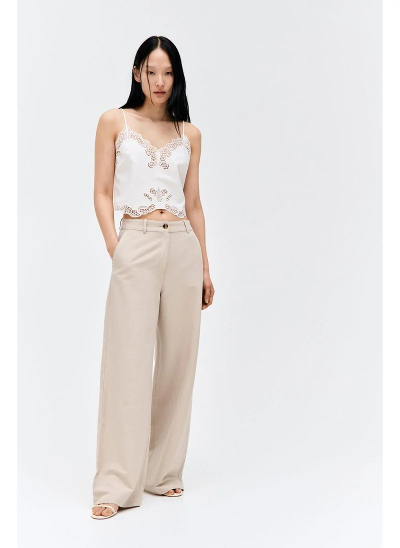 اتش اند ام Wide linen-blend trousers