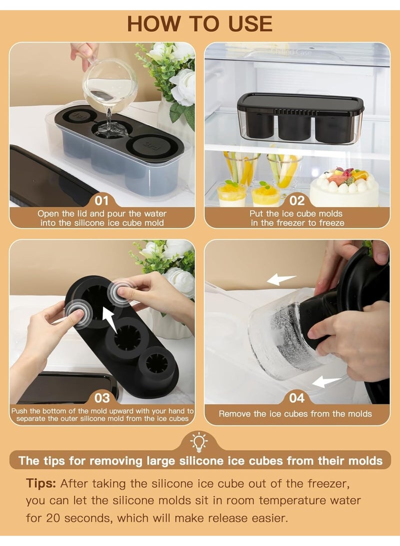 Silicone Ice Cube Tray for 40Oz Stanley Tumbler - 3 Pcs with Lid & Bin (Green/Brown/Black) | BPA-Free, Leakproof, Perfect for Desert Heat - Image 5