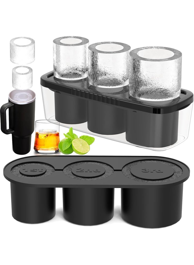Silicone Ice Cube Tray for 40Oz Stanley Tumbler - 3 Pcs with Lid & Bin (Green/Brown/Black) | BPA-Free, Leakproof, Perfect for Desert Heat - Image 1