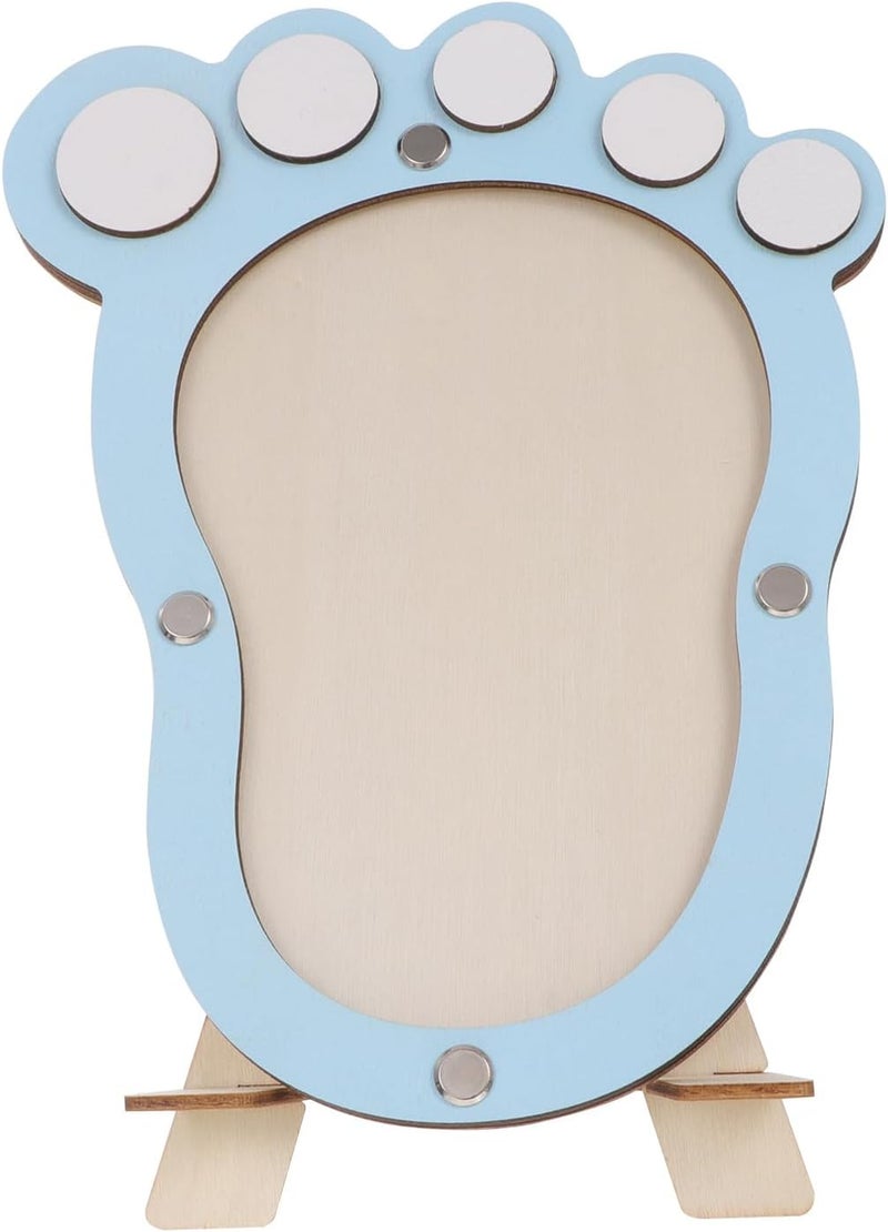 Footprint Photo Frame Growth Record Keepsake for Newborns, Light Blue Memory Frame for ’S First Year Photos and Footprints - Image 1