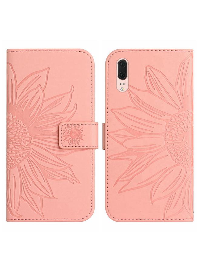 Zaboon Case For Huawei P20 Skin Feel Sun Flower Pattern Flip Leather Phone Case with Lanyard - Image 2
