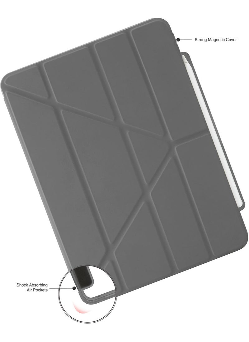 Pipetto - Origami No3 Pencil Case for Apple iPad Pro 13 inch Case (2024) M4 Smart Cover with 5 in 1 Stand - Grey - Image 1