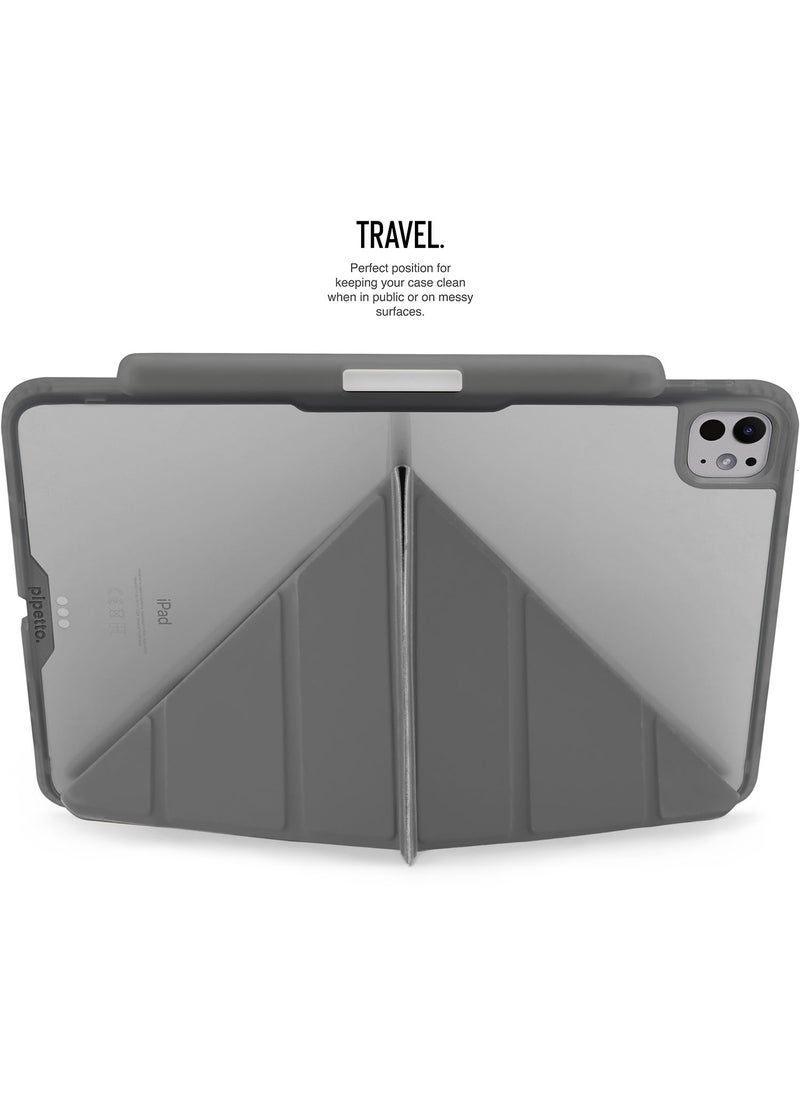 Pipetto - Origami No3 Pencil Case for Apple iPad Pro 13 inch Case (2024) M4 Smart Cover with 5 in 1 Stand - Grey - Image 1