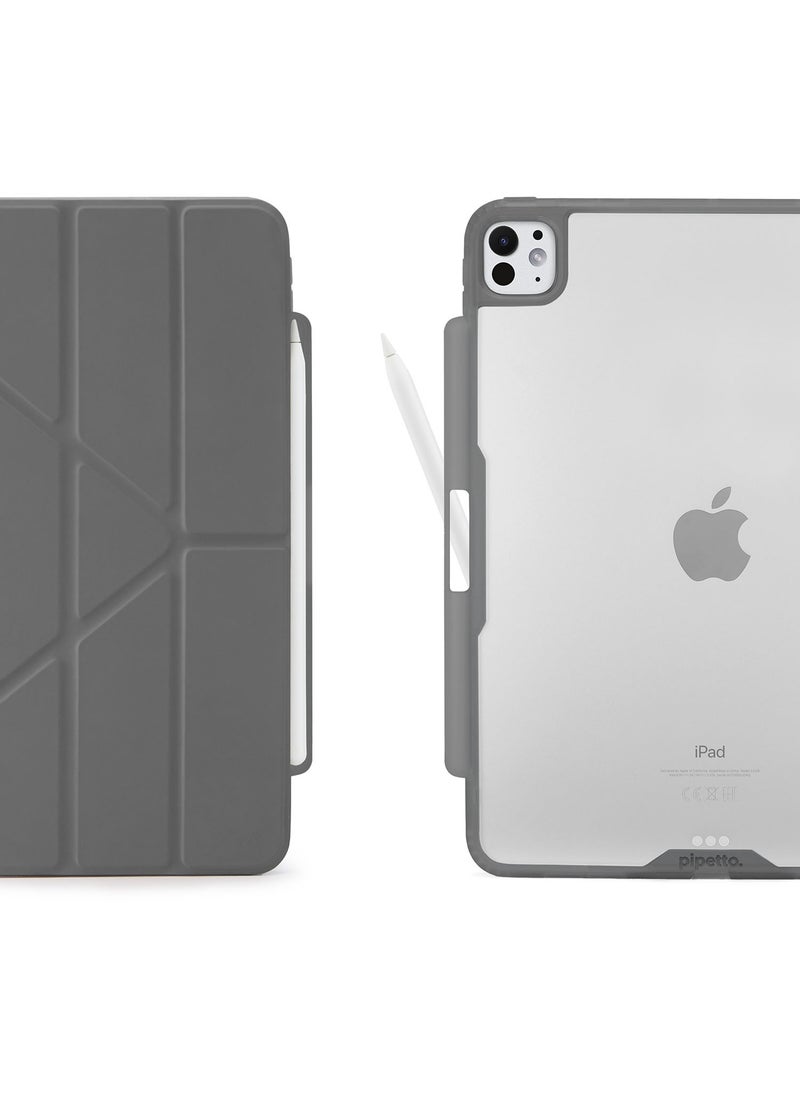 Pipetto - Origami No3 Pencil Case for Apple iPad Pro 13 inch Case (2024) M4 Smart Cover with 5 in 1 Stand - Grey - Image 1
