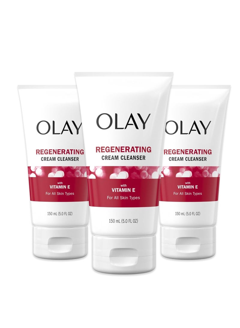 Olay Regenerist Regenerating Cream Cleanser Face Wash, 5 fl oz, Pack of 3