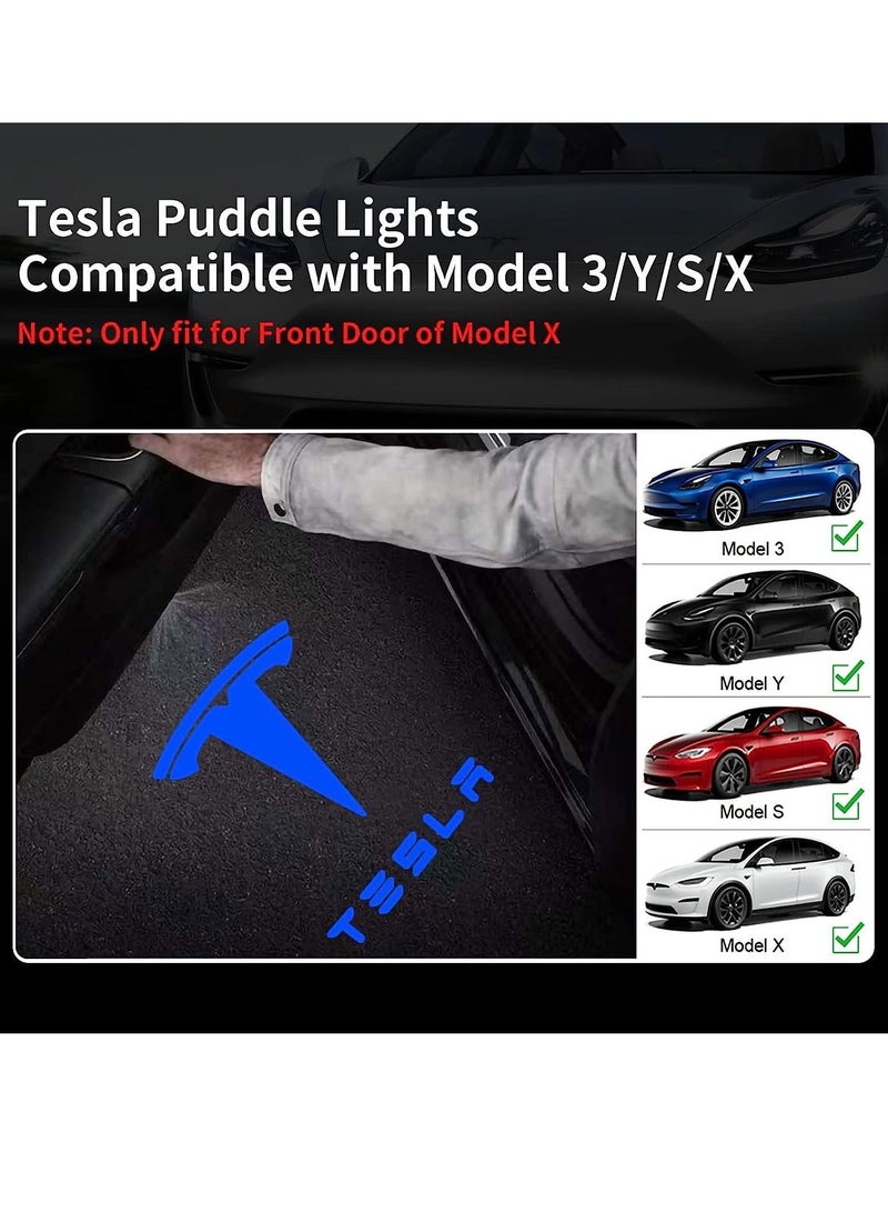 Generic Car Door Lights Logo Projector Lights for Tesla, Ultra-Bright LED 3D Laser Ghost Shadow Light, Never Fade Welcome Step Courtesy Lights for Model 3 Y S X Accessories, Plug and Play Blue, 4pcs  - Image 3