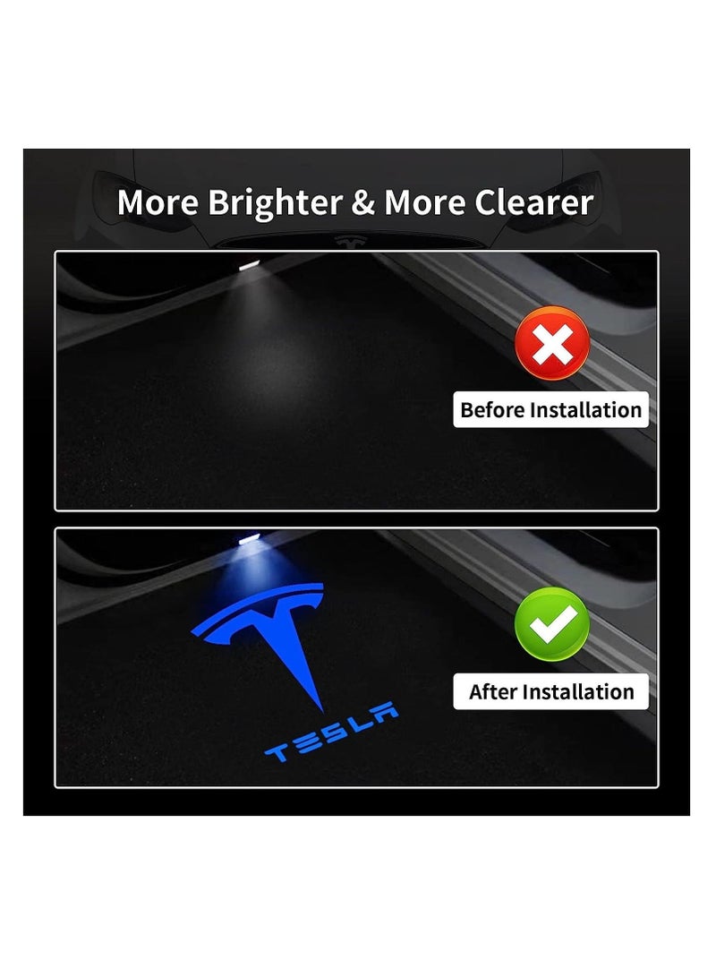 Generic Car Door Lights Logo Projector Lights for Tesla, Ultra-Bright LED 3D Laser Ghost Shadow Light, Never Fade Welcome Step Courtesy Lights for Model 3 Y S X Accessories, Plug and Play Blue, 4pcs  - Image 2