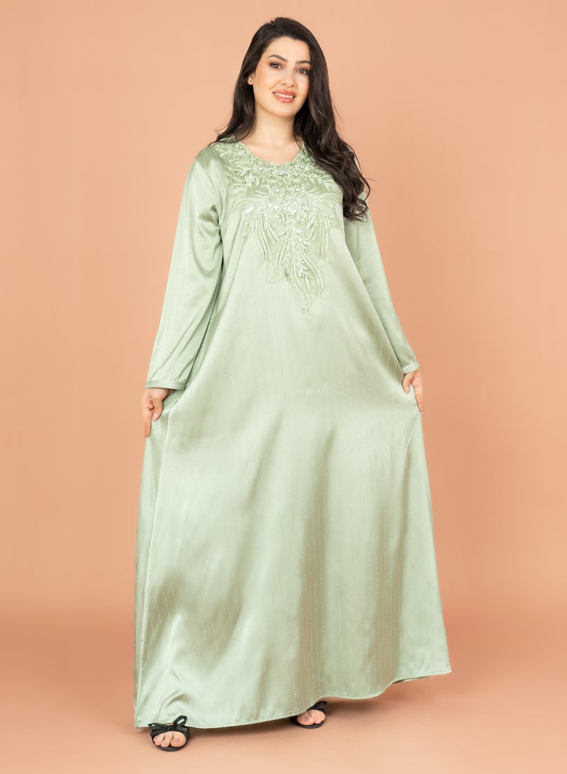 اكسا جلابية كريستال شلال  أخضر - Image 1