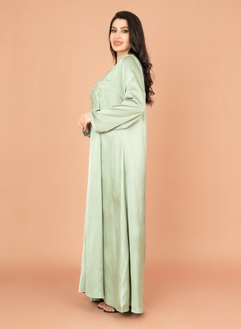 اكسا جلابية كريستال شلال  أخضر - Image 3