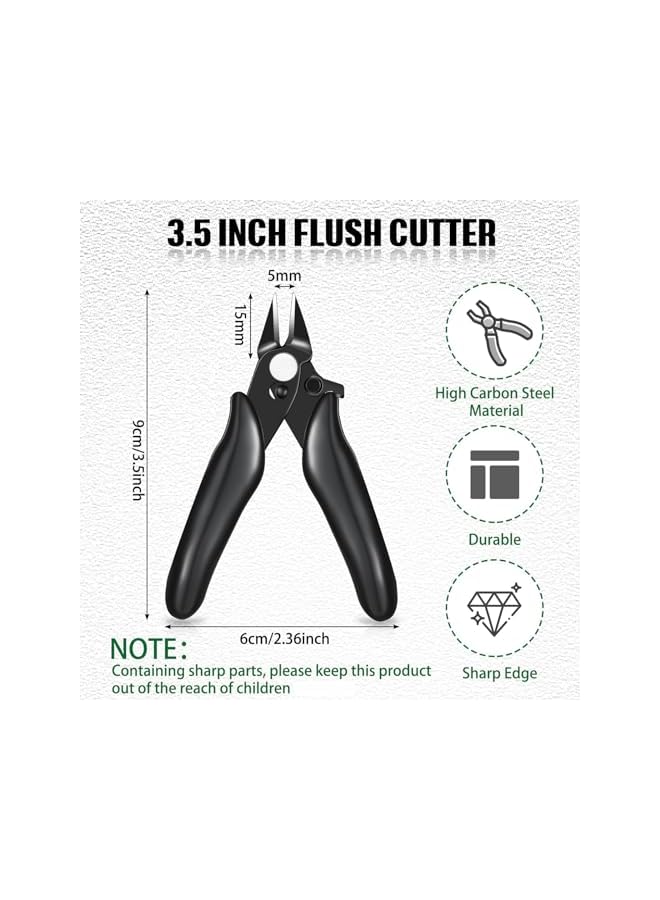 PROMASS 3 Pcs 3.5 Inch Micro Cutter with Lock Flush Cutter Mini Wire Cutters Side Cutters Diagonal Cutting Pliers Small Flush Cut Pliers Jewelers Tools Soft Wire Snips Nippers for Electronic, Model, Black - Image 2