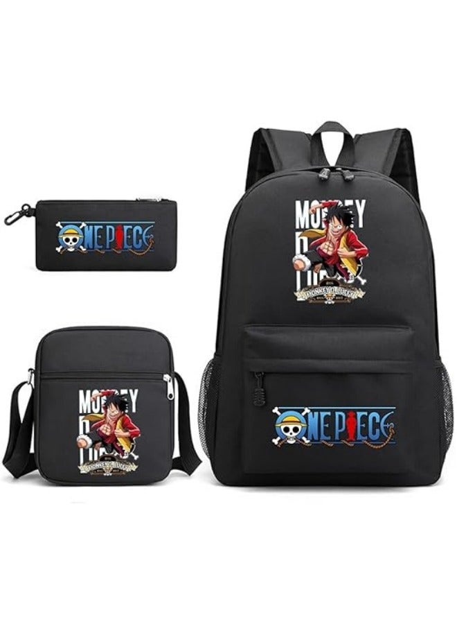 general 3PCS Backpack Set,One Piece School Backpack,Large Capacity Casual Backpack with Lunch Bag and Pencil case for Boys Girls Students