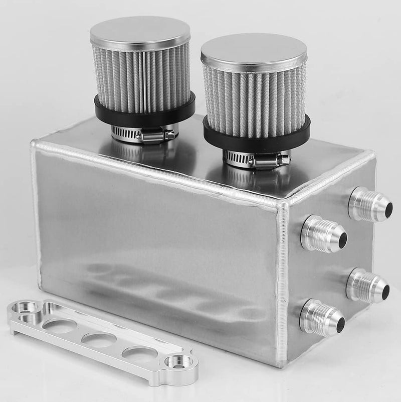 Bravedog 3L Twin Baffle Dual Filter Engine AN10 Oil Catch Can Tank Reservoir (3L-Silver) - Image 1