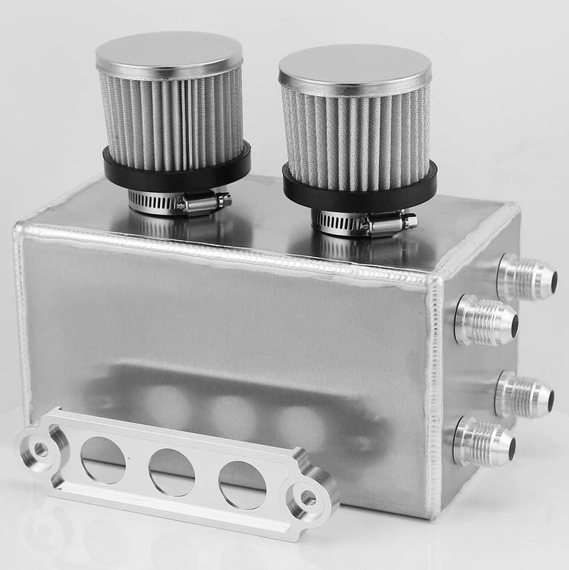 Bravedog 3L Twin Baffle Dual Filter Engine AN10 Oil Catch Can Tank Reservoir (3L-Silver) - Image 5