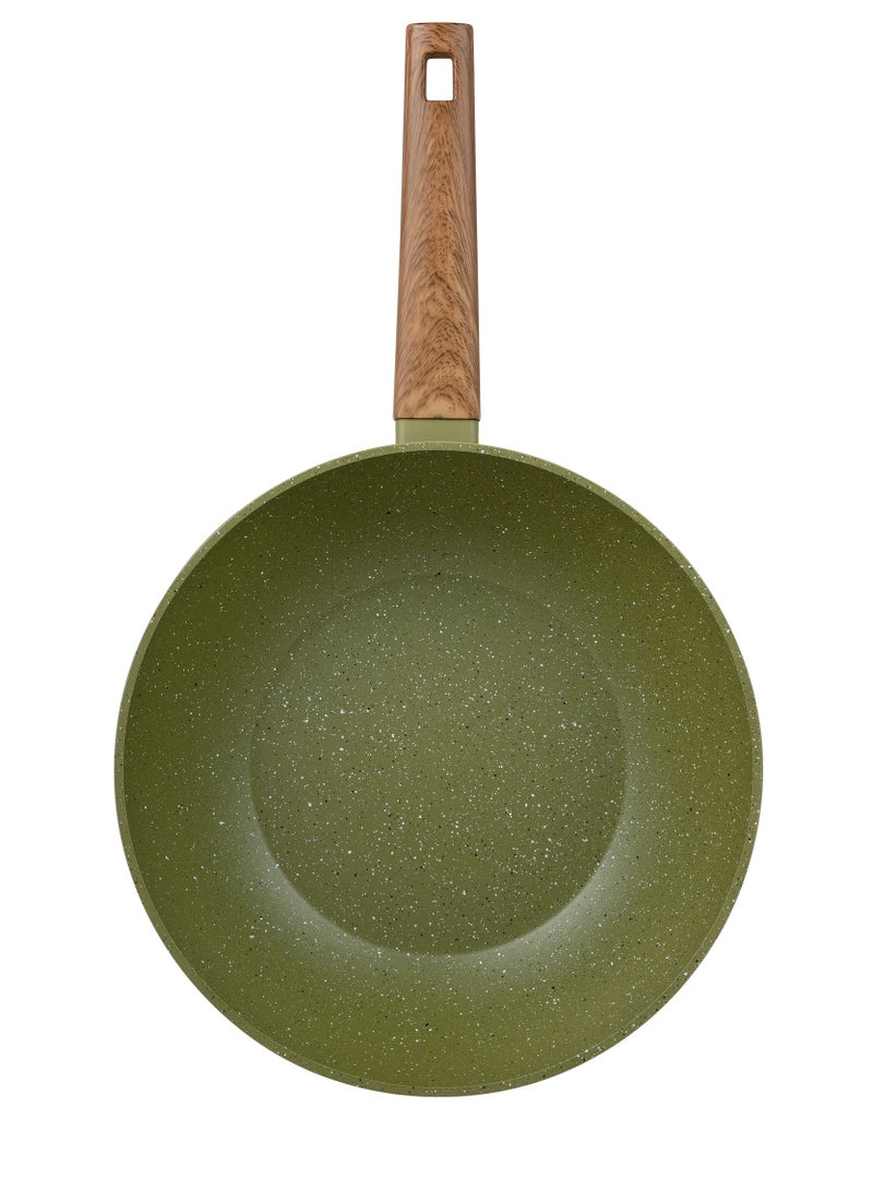 BERGNER ACADIA FORGED ALUMINUM  WOK WITH LID 30CM WITH  INDUCTION BOTTOM, GREEN COLOR, BG56236GR  - Image 3