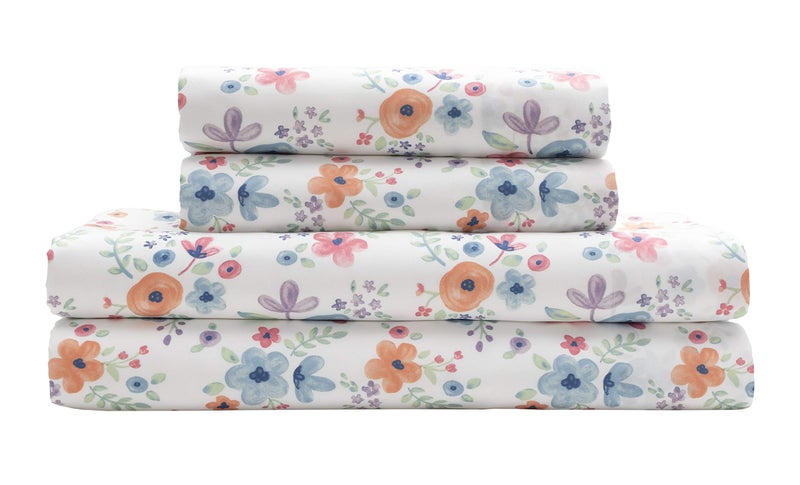 MALLARY BY MATTHEW MALLARY BY MATTHEW Kids Super SoftSoft 100 Microfiber Print Sheet Watercolor Floral Print Twin 