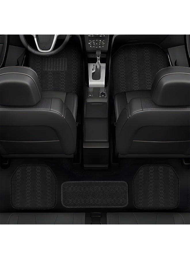 BYSON حصائر سيارات عالمية 5 قطع متينة بتصميم ماسي - حصائر أرضية فاخرة مقاومة للماء لجميع الأحوال الجوية للسيدان وSUVs، حماية داخلية مضادة للانزلاق، ملحقات سيارات سهلة التنظيف (أسود) - Image 2